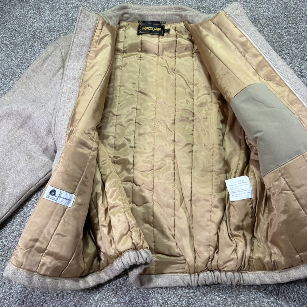 Vintage Wool Bomber Jacket Beige 70s Haggar Size 44 Regular Excellent - Picture 6 of 11